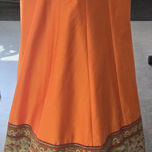 Women's Orange and Green Lengha (Small) - Picture 4 of 9